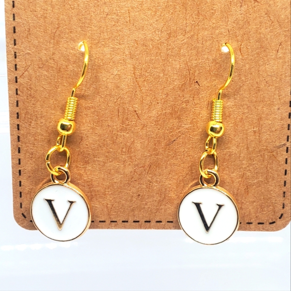 7/$10 V Initial Earrings, New